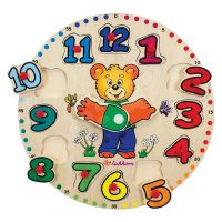 Dřevěné didaktické puzzle hodiny Teaching Clock Eichhorn 12 vkládacích čísel od 24 měsíců