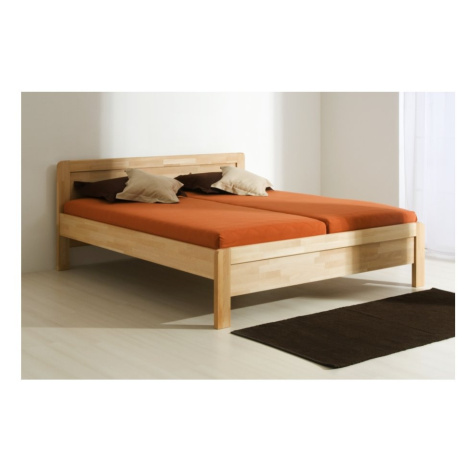 Postel BMB Karlo Family masivní buk s roštem - 160x200cm Moření: 93 - Káva, Rohy: Oblé, Rošt: El