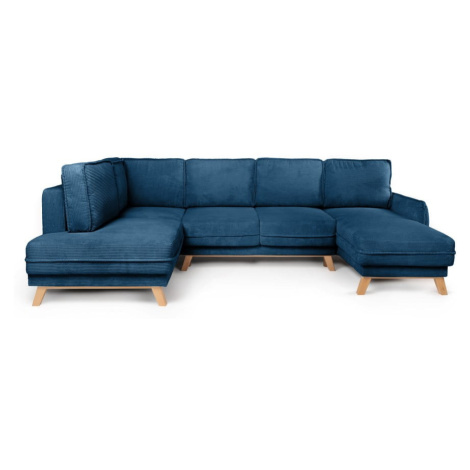 Modrá manšestrová rozkládací rohová pohovka (levý roh/do "U") Tori – Bonami Selection