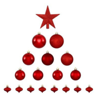 Fééric Lights and Christmas Vánoční koule s hvězdou, sada 18 ks, červená barva