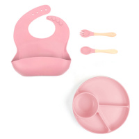 Dětská silikonová jídelní sada PupyHou, 4-dílná Barva: Pink (růžová)