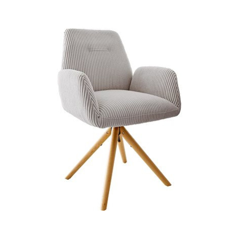 DELIFE Otočná židle Zoa-Flex dřevěná podnož zaoblená manšestr stříbrnošedá 180°