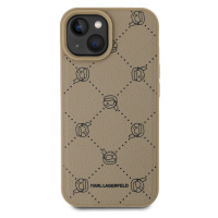 Zadní kryt Karl Lagerfeld PU Karl Heads Pattern Magsafe pro Apple iPhone 15, béžová