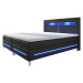Juskys Pružinová postel Norfolk 180 x 200 cm černá - LED pásy a pružinové jádro matrace