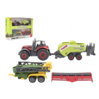 Sada farma traktor s příslušenstvím 4ks kov/plast mix druhů v krabici 21x15x6cm