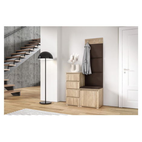 Eka Předsíňová stěna s čalouněnými panely Trinity 36 - Sonoma / Tmavá hnědá 2308