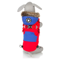 Vsepropejska Ronald zimní bunda pro psa s postrojem Barva: Červená, Délka zad (cm): 29, Obvod hr