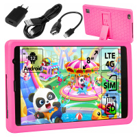 Tablet 8 4G Lte 4GB 64GB Růžový Wifi Android Pouzdro Nabíječka Kabel Sada
