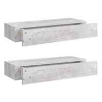 Shumee Nástěnné se zásuvkami 2ks betonově šedé 60×23,5×10 cm MDF, 330266