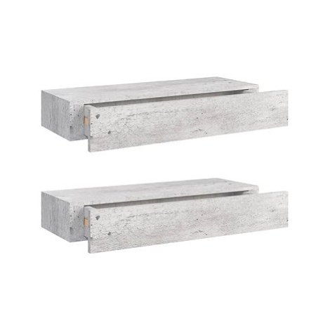 Shumee Nástěnné se zásuvkami 2ks betonově šedé 60×23,5×10 cm MDF, 330266