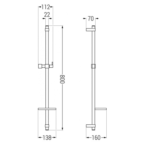 MEXEN DQ Posuvný držák sprchy s mýdlenkou, 80 cm, chrom 79381-00