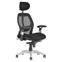 Kancelářská otočná židle SATURN 130, zatížitelnost 130 kg, síťované opěradlo černá / sedák černá