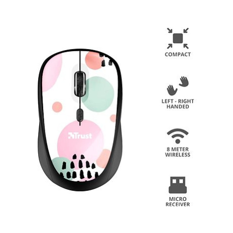 Trust Yvi Wireless Mouse Pink Circles