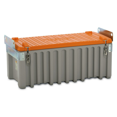 CEMO Univerzální box z polyetylenu, obsah 250 l, manipulovatelné jeřábem, šedá / oranžová