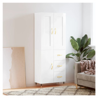 vidaXL Skříň highboard lesklá bílá 69,5 x 34 x 180 cm kompozitní dřevo