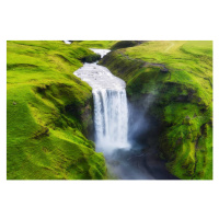 Fotografie Aerial view on the Skogafoss waterfall, Biletskiy_Evgeniy, 40 × 26.7 cm