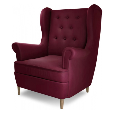 Čalouněné křeslo ušák aros - červené - mat velvet 68