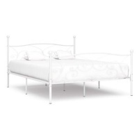 Rám postele s laťkovým roštem bílý kov 200x200 cm