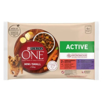 Purina ONE Mini Dog Active hovězí a kachna ve šťávě 4x85g