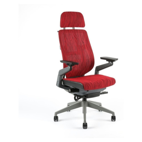 Office Pro Office Pro - kancelářská židle KARME mesh s podhlavníkem - červená žíhaná
