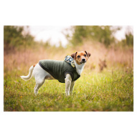Vsepropejska Bona bunda pro psa s maskáčovou kapucí Barva: Zelená, Délka zad (cm): 26, Obvod hru