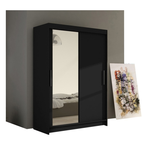 Šatní skříň KENDI VI, černý mat/zrcadlo ankon