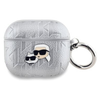 Karl Lagerfeld PU Embossed Karl and Choupette Heads Pouzdro pro AirPods 3 Silver