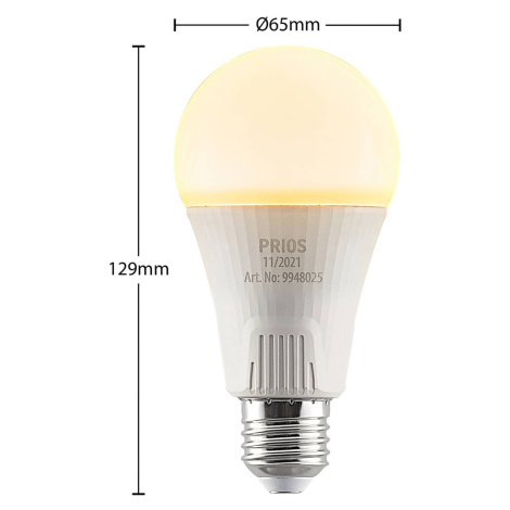 PRIOS LED žárovka E27 A65 15W bílá 2 700K sada 3 ks