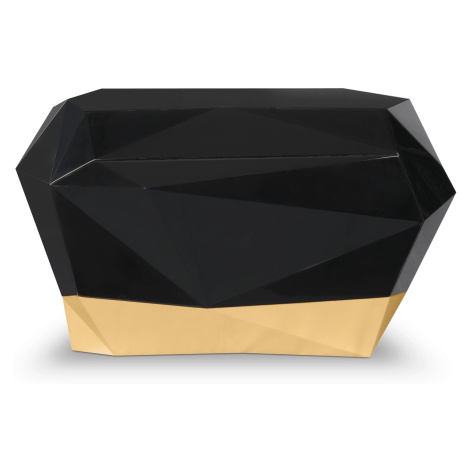 Estila Luxusní černý noční stolek ve stylu art-deco z lakovaného masivního dřeva s pozlacenou zá