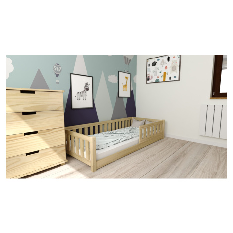 Dětská Montessori postel PINELO 90 x 200 cm, borovice Rošt: S laťkovým roštem, Matrace: Matrace 