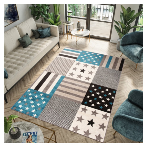 Rozkošný modrý koberec s hvězdami Šírka: 200 cm / Dĺžka: 300 cm