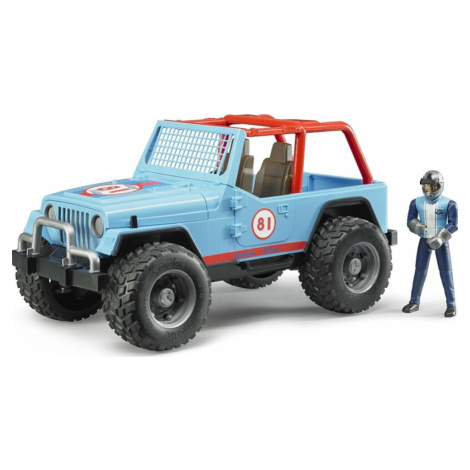 BRUDER - 02541 Jeep WRANGLER Cross Country modrý s figurkou jezdce Brüder Mannesmann