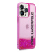 Karl Lagerfeld KLHCP14LLCKVF hard silikonové pouzdro iPhone 14 PRO 6.1" pink Liquid Glitter Elon