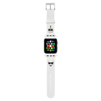 Řemínek Karl Lagerfeld Karl and Choupette pro Apple Watch 38/40mm, bílá