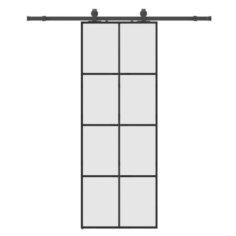 vidaXL Posuvné dveře se sadou kování černé 76x205 cm ESG Glass
