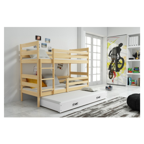 BMS Dětská patrová postel s přistýlkou Eryk 3 | borovice Barva: Borovice / bílá, Rozměr: 200 x 9