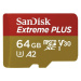 SanDisk micro SDXC karta 64GB Extreme PLUS (200 MB/s Class 10, UHS-I U3 V30) + adaptér