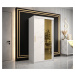 Šatní skříň Abi Golden T2 Barva korpusu: Černá, Rozměry: 180 cm, Dveře: Bílý Marmur + zlaté zrca