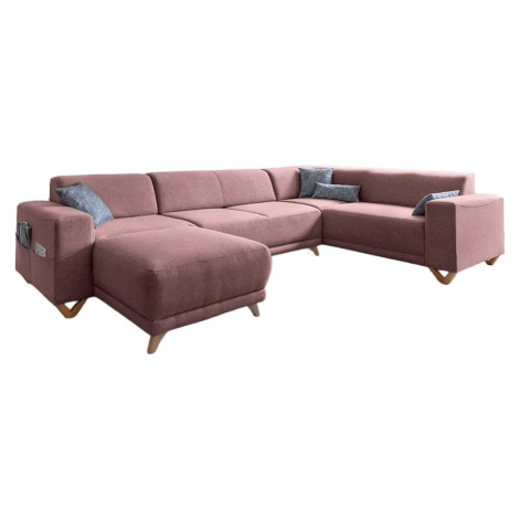 Růžová rozkládací/s úložným prostorem rohová pohovka (pravý roh/do "U") Classy Sophie – Miuform