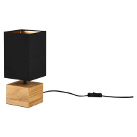 Stolní lampa s textilním stínidlem v černo-přírodní barvě (výška 30 cm) Woody – Trio