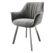 DELIFE Jídelní židle Keila-Flex s područkou samet šedá oválná podnož z nerezové oceli