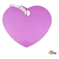 My Family MF BIG HEART ALUMINUM PURPLE 3,1x3,76 cm gravírovateľný přívěsek