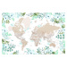 Mapa Floral bohemian world map with cities, Leanne, Blursbyai, (40 x 26.7 cm)