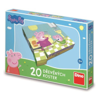 Peppa Pig: Veselý den Dřevěné kostky 20 ks - Dino