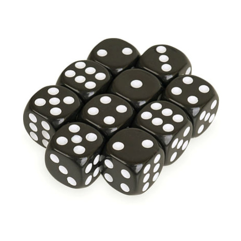 Sada šestistěnných kostek s puntíky (10ks), barva černá