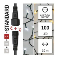 Standard LED spojovací vánoční řetěz, 10 m, venkovní, teplá/studená bílá