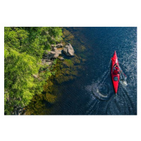 Fotografie River Kayaker Aerial View, welcomia, 40 × 26.7 cm