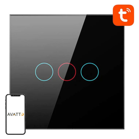 Přepínač Avatto LZTS02-EU-B3 ZigBee Touch Light Switch Triple Without Neutral TUYA (black)