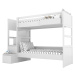 BAMI Bílá dětská patrová postel SIMONE s úložnými schody a policí 90x200 cm Zvolte šuplík: Bez š