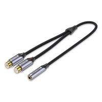 Vention Cotton Braided 3.5mm Jack Female to 2-Female RCA Audio Cable 0.3m Gray Aluminum Alloy Ty
